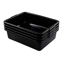 4-Pack 8 L Black Small Plastic Kitchen Bus Tubs, Commercial Bus Box