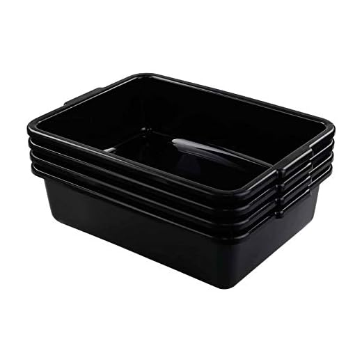 Callyne 4-Pack 8 L Black Small Plastic Kitchen Bus Tubs, Commercial Bus Box