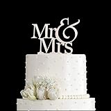 Mr and Mrs Cake Topper, Bride And Groom Sign Wedding Engagement Cake Toppers Decorations (Mirror Sil