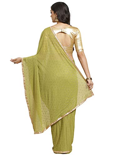 Image of AKHILAM Women's Pure Chiffon Saree with Blouse Piece
