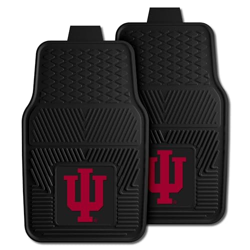 FANMATS 8995 Indiana Hooisers 2-Piece Heavy Duty Vinyl Car Mat Set, Front Row Floor Mats, All Weather Protection, Universal Fit, Deep Resevoir Design