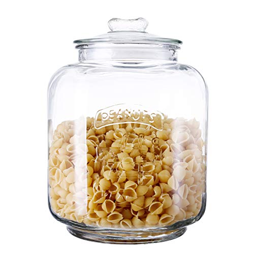 Gorgeous Home Large Glass Jar Kitchen Airtight Glass Jar Wide Mouth Storage Jar Cookie Candy Penny Jar with Leak Proof Rubber Gasket Lid (1 gallons)