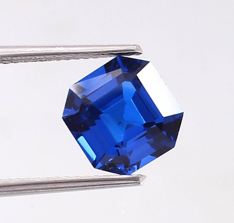 Saphir bleu naturel Asscher 9mm pour création de haute joaillerie unique - 3