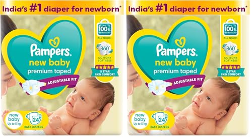 Image of Pampers Active Baby Diapers, New Born, Extra Small, (NB, XS) size, 24 Count, Taped style diaper (Pack of 2)