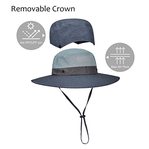 Cooling Hat Wide Brim Sun Hats Safari Boonie Fishing Cap, Removable Bucket Crown #TOP3