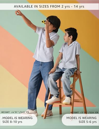 Image of Amazon Brand - Symbol Kids Boy's Half Sleeves Striper Regular Fit Shirt
