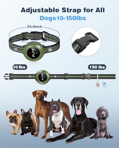 2-in-1 Dog Shock Collar & Dog Bark Collar - Smart Anti Barking Dog Training Collar with 5 Adjustable Sensitivity & 3300FT Remote for All Breeds IP67 Waterproof Rechargeable E-Collar (Green) - Image 7