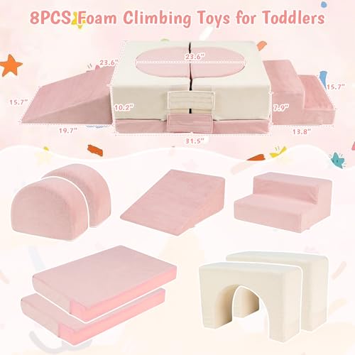 Image of Foam Climbing Toys for Toddlers, Climbing Blocks with Ball Pit | Convertible Soft Play Climb and Crawl Activity Playset, High-Density Foam Play Equipment Indoor(Medium size)