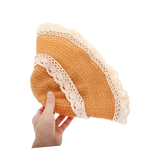 Boy Girl Summer Straw Hat for Girls Lace Decoration Wide Brim Sun Hat for Beach Outdoor Activities and Travel Uv Protection Lightweight and Portable Cap Beige4