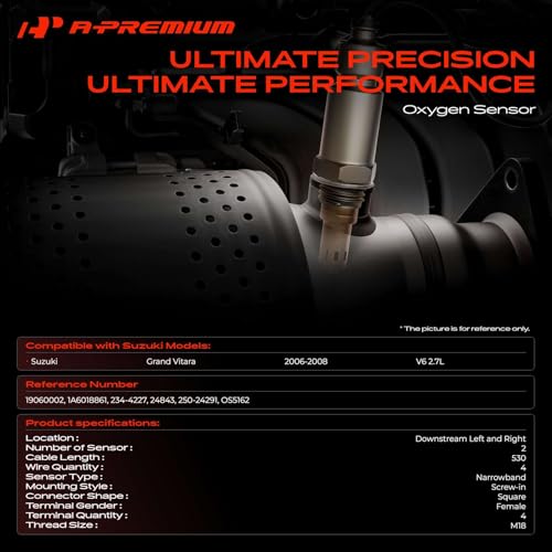 A-Premium Downstream O2 Oxygen Sensor Compatible with Suzuki Grand Vitara 2006-2008 2.7L, 2-Pack, Replace# 19060002, 1A6018861 by A-Premium - Image 2