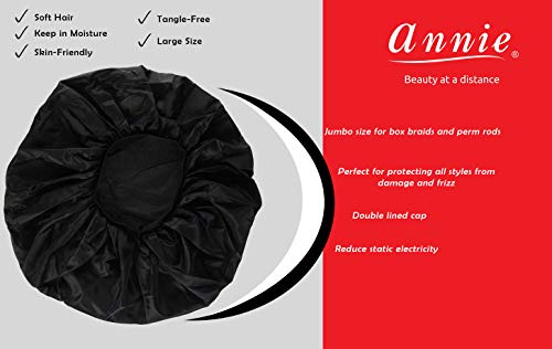 Annie - Ms. Remi Satin Double Lined Day and Night Cap (Extra Jumbo, Black)