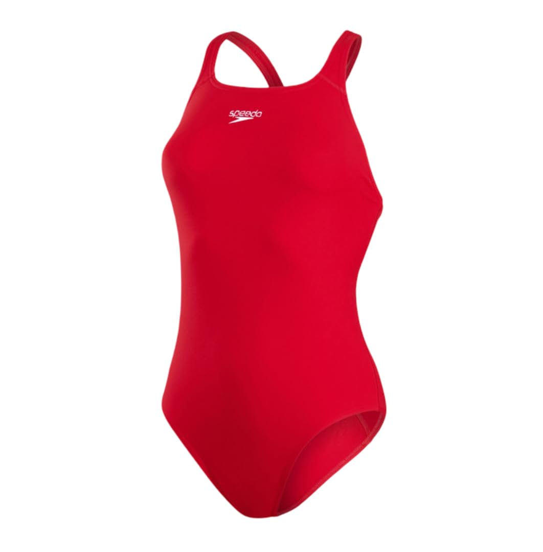Speedo Girls Eco Endurance+ Medalist Swimsuit | Chlorine Resistance | Recycled Fabric | Comfort Fit | Swimming Lessons | Swim Holiday Swimsuit Fed Red