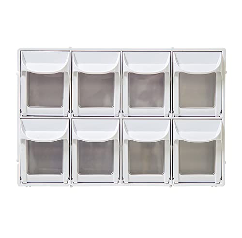Livinbox Tilt-Out Bin, 8 Compartments Sewing And Craft Parts Cabinet, Tip-Out Tea Bag Storage, Drawer Storage Bin, Modern Tilt-Out Design, Home And Office Kitchen Counter Cabinet, White, Fo-308-Wt #TOP1