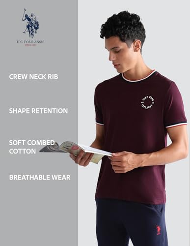 Image of U.S. Polo ASSN. Mens OEE01 Striped Neck Cotton Lounge T-Shirt - Pack of 2