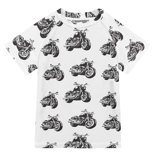 Kids Bathing Suits Boys Short Sleeve Swimsuits for Little Girls 4T Motorcycles White