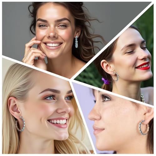 Turquoise Hoop Earrings for Women in 925 Sterling Silver Beach Boho Western Earrings Turquoise Jewelry Birthday Gifts for Women2