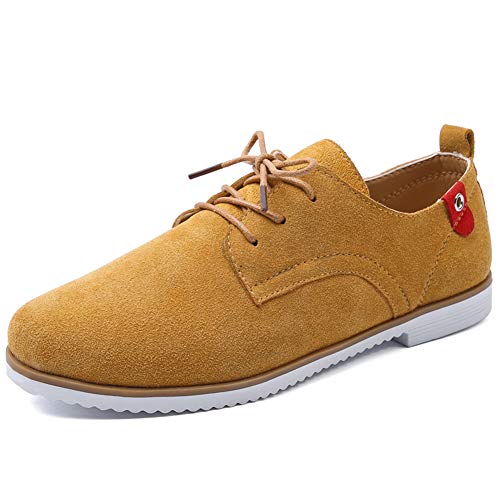 SaraIris sapato feminino vintage sem salto Oxfords com cadarço e camurça, sapato Oxford para outono