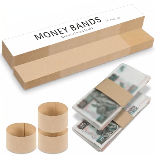 Money Bands 100 Pcs Blank Currency Straps Cash Bands Self Adhesive Money Wrappers for Bill Cash Organizer