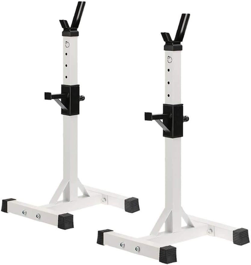 Pair of Dumbbell Rack Adjustable Standard Solid Sturdy Steel Squat Stands Barbell Bench Free Press Stands Portable Rack for Home Gym Exercise Fitness Workout Training