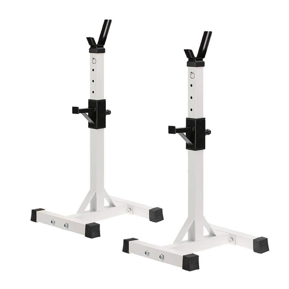 Pair of Dumbbell Rack Adjustable Standard Solid Sturdy Steel Squat Stands Barbell Bench Free Press Stands Portable Rack for Home Gym Exercise Fitness Workout Training