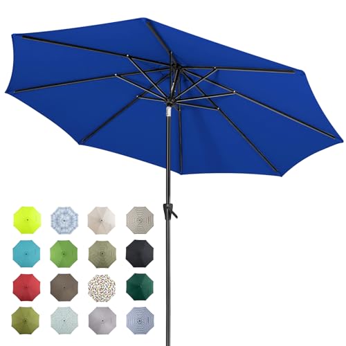 Image of Tempera Patio Market Outdoor Table Umbrella with Auto Tilt and Crank, Large Sun Umbrella with Sturdy Pole & Fade Resistant Canopy, Easy to Set