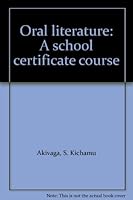 Oral literature: A school certificate course B0007AWW68 Book Cover