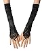 InnoBase Schwarze Opera Handschuhe Lange Handschuhe 1920er Jahre Zubehör Flapper Kostüm Fingerlose Handschuhe für Frauen Roaring 20's Accessoires Klassische Satin Ellbogen Länge Handschuhe (S12)