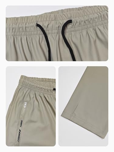 Hidkat Women's Outdoor Hiking Pants Lightweight Comfortable Breathable Quick Dry Stretchy Running Athletic Pants with Zipper Pocket Khaki