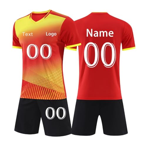 Maillot de Foot Enfant Personnalisé avec Nom Numéro Logo Ensemble Short Tee Shirt Homme Garçon Maillot Personnalisable Tenues de Sport Survetement Foot Enfant...