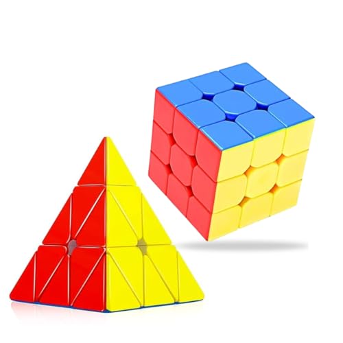 Image of Speed Cube Combo Pack Rubik + Pyraminx for Kids & Adults | Smooth Rotation, Durable Build, Brain Puzzle Toy (3x3 | Pyramid)
