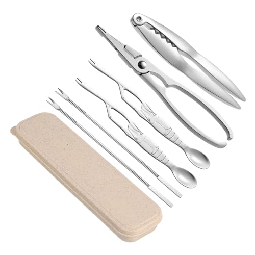 EPIGEIST Pinzas para Mariscos y Tenedores De Cangrejo De Acero Inoxidable, Set De 6 Piezas, Diseño Ergonómico, Herramienta para Comer Cangrejos y Langosta, Adecuado para Uso Doméstico y Mariscos