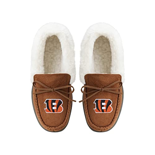 Image of FOCO Womens NFL Team Logo Tan Moccasin Slippers