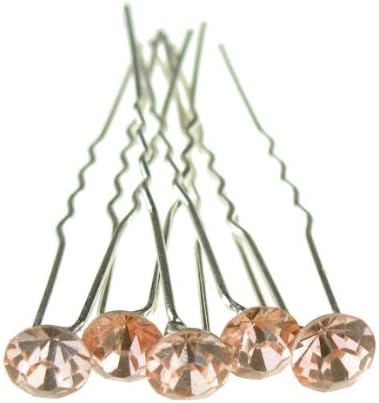 10 Champagne Silver Plated Solitaire Colour Crystal Wedding Bridal Bride Prom Hairpin Hair Bobby Pin