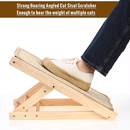 2 Pack Tilted Cat Sisal Scratcher Ramp With Replaceable Sisal Scratching Pad Mat Wood Pet Scratching Post Ramp With Three Different Adjustable Height For Cats Kitten Pet Holding Up To 80Lbs #TOP4