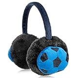 BTHRORO Kinder Ohrenschützer, Fußball Muster Ohrenwärmer Plüsch Winter Ohrenschutz Verstellbare flauschige Ohrwärmer Outdoor Ohrenmuscheln für Jungen Skifahren Gehen Laufen Radfahren