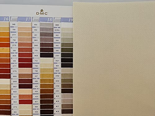 Image of KCS 6 pc of 12 inch x 18 inch(30cmx45cm) 14CT Counted Cotton Aida Cloth Cross Stitch Fabric (Ecru+Khaki)