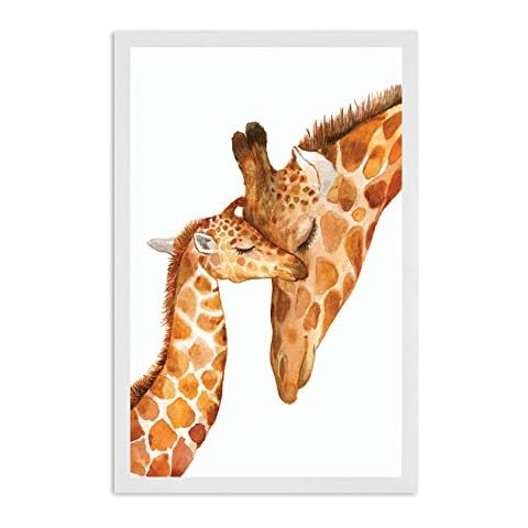 Safari Decor - Safari Giraffe Bedroom or Home Wall Art Decoration | Decorative & Easy to Frame Printed Picture 11x17-inch | 1- (UNFRAMED) Print | Giraffe baby and Mom perfect for bedroom or Home Decor Cover