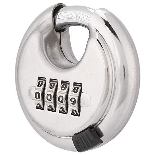 Image of Heavy Duty Combination Padlock, Large Outdoor Combination Lock 4 Digit Locker Lock Outdoor Waterproof (Steel, Silver)