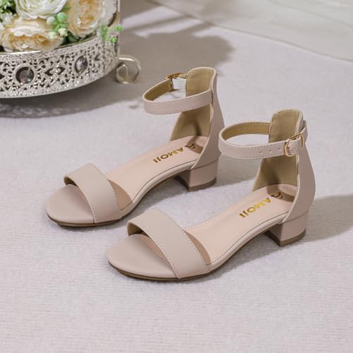Image of Amoji Girls High Heels Kid Ankle Strap Dress Shoes Wedding Party for Little Kid Big Kid 412