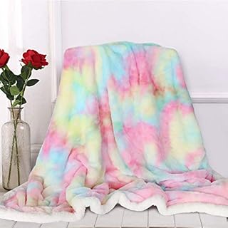 Sleepwish Cute Fuzzy Unicorn Blanket - Girls Rainbow Decorative Sofa Couch and Floor