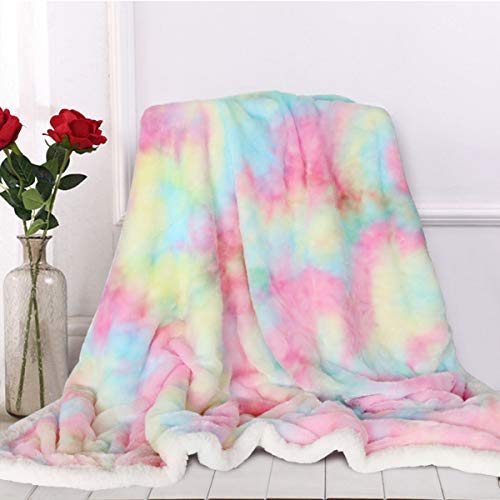 Sleepwish Cute Fuzzy Unicorn Blanket - Girls Rainbow Decorative Sofa Couch and Floor