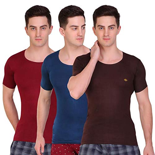 T.T.Men Solid Half Sleeve Dyed Vest Pack of 3