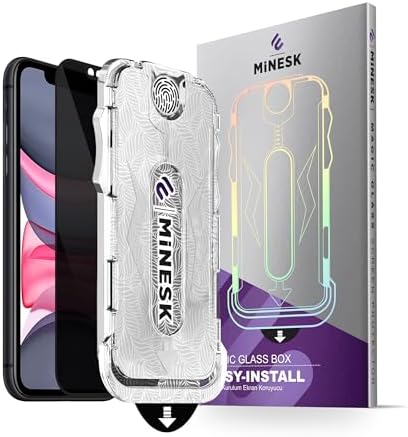 Minesk iphone 11-XR için Privacy Hayalet Gizlilik filtreli Kolay Kurulum Ekran Koruyucu Toz Bırakmayan ve Kendiliğinden Yapışan Hizalama Kitli Temperli Cam (11-XR) - Görsel 1