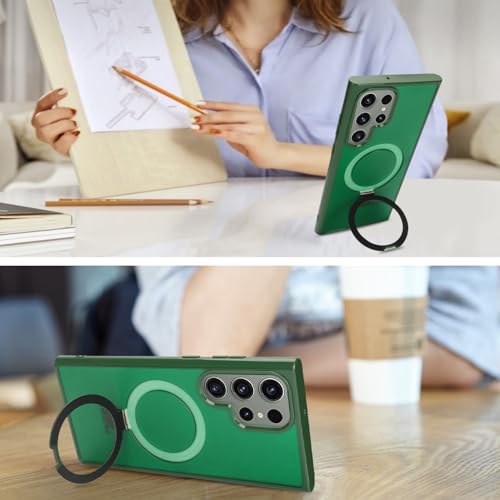 Image of Cavor for Samsung Galaxy S23 Ultra Case,Compatible with Magsafe, Dark Green | Galaxy S23 Ultra Phone Case with Stand Magnetic, Shockproof Slim Protective Cases for Women Men