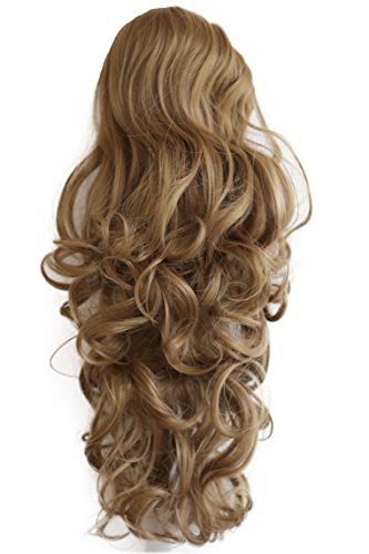PRETTYSHOP 45cm Haarteil Zopf Pferdeschwanz Haarverlängerung Voluminös Gewellt Dunkelblond PH24