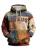 SOLY HUX Men's Gothic Graphic Hoodie Vintage Color Block Long Sleeve Hooded Sweatshirt Pullover Tops Streetwear Multicolor Large