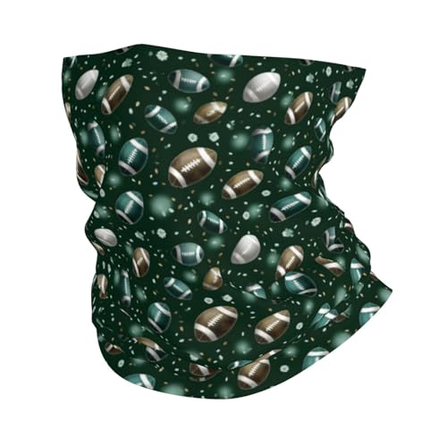 Bozfoxa Dark Green Football Bloom Print Neck Gaiters for Men & Women, Fashion Neck Face Mask Head Scarf Wrap Balaclava Bandana