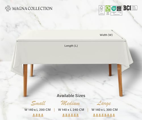 Nappe rectangulaire coton blanc lavable et réutilisable 140x240 cm - 7