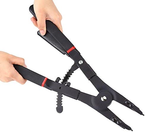 Circlip Pliers Set,Heavy Duty 2pcs Circlip-Snap Ring Plier Set 16" 4 Different Interchangeable Angel Tips Universal Snap Ring Pliers Tool Set Retaining Ring With Replacement Tips for Automotive,Mowers