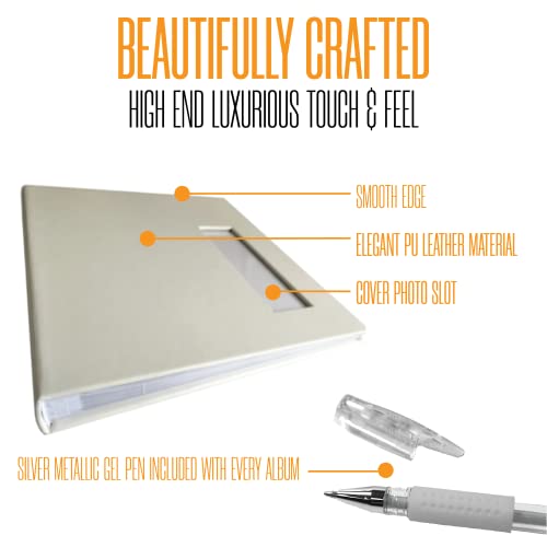 Photo Booth Nook Scrapbook Album (20 Count) - Scrapbooking Journal With Leather Cover - 40 White Pages, 2X6" Cover Picture Slot & Photo Strip Inserts - Wedding, Graduation, Anniversary Photos #TOP1